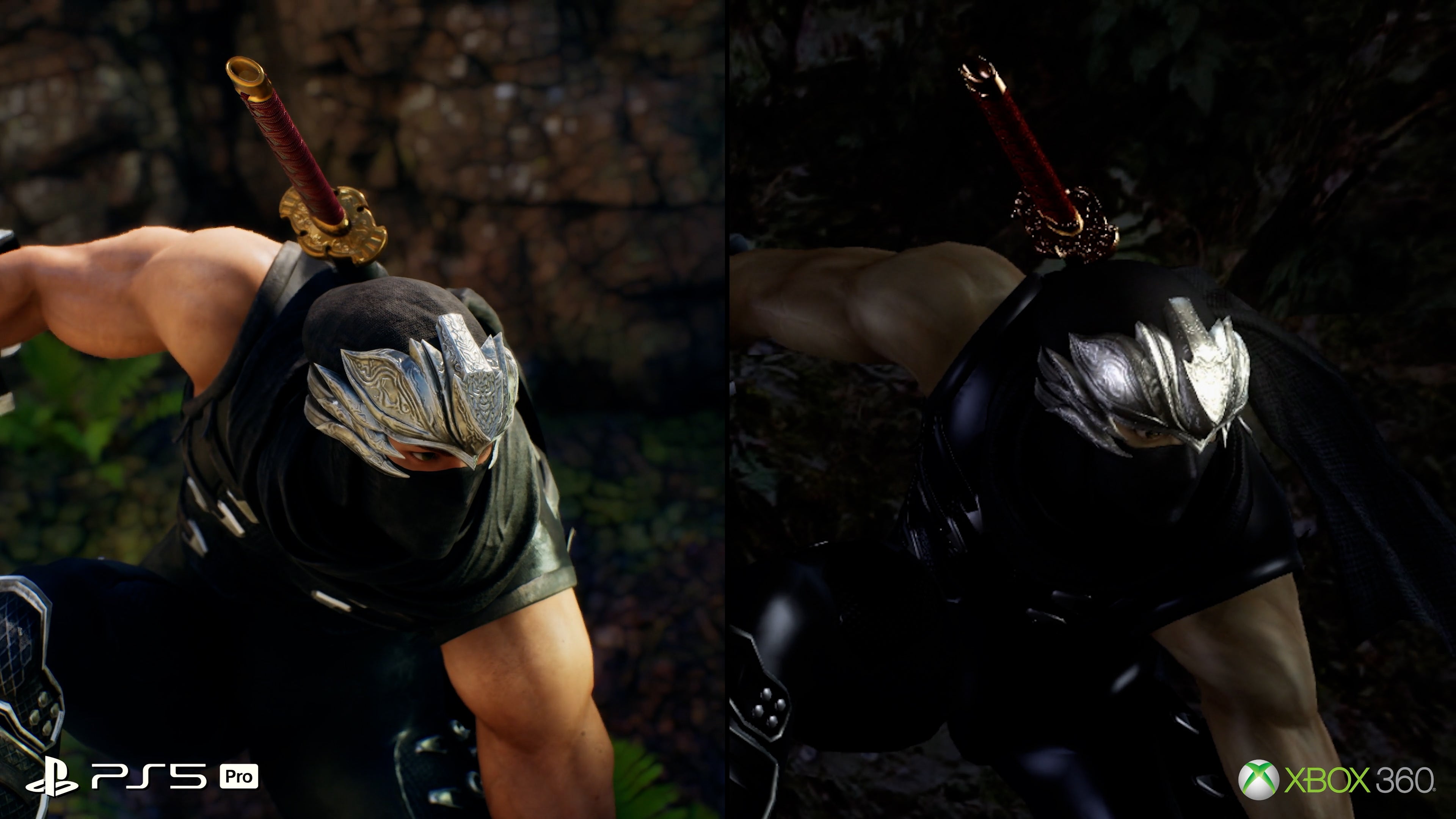 PS5 Pro vs Xbox 360 graphics comparison in Ninja Gaiden 2.