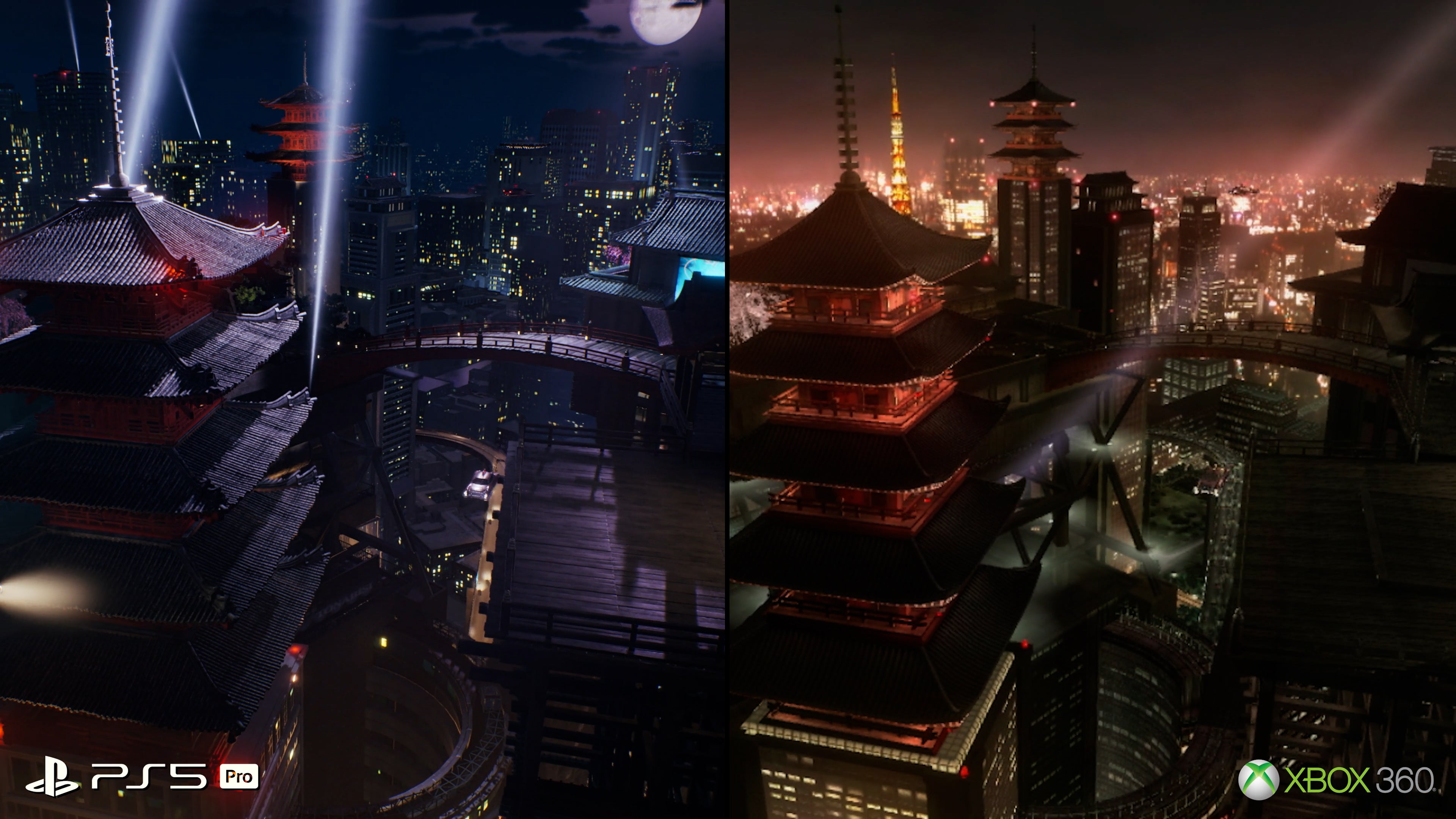 PS5 Pro vs Xbox 360 graphics comparison in Ninja Gaiden 2.