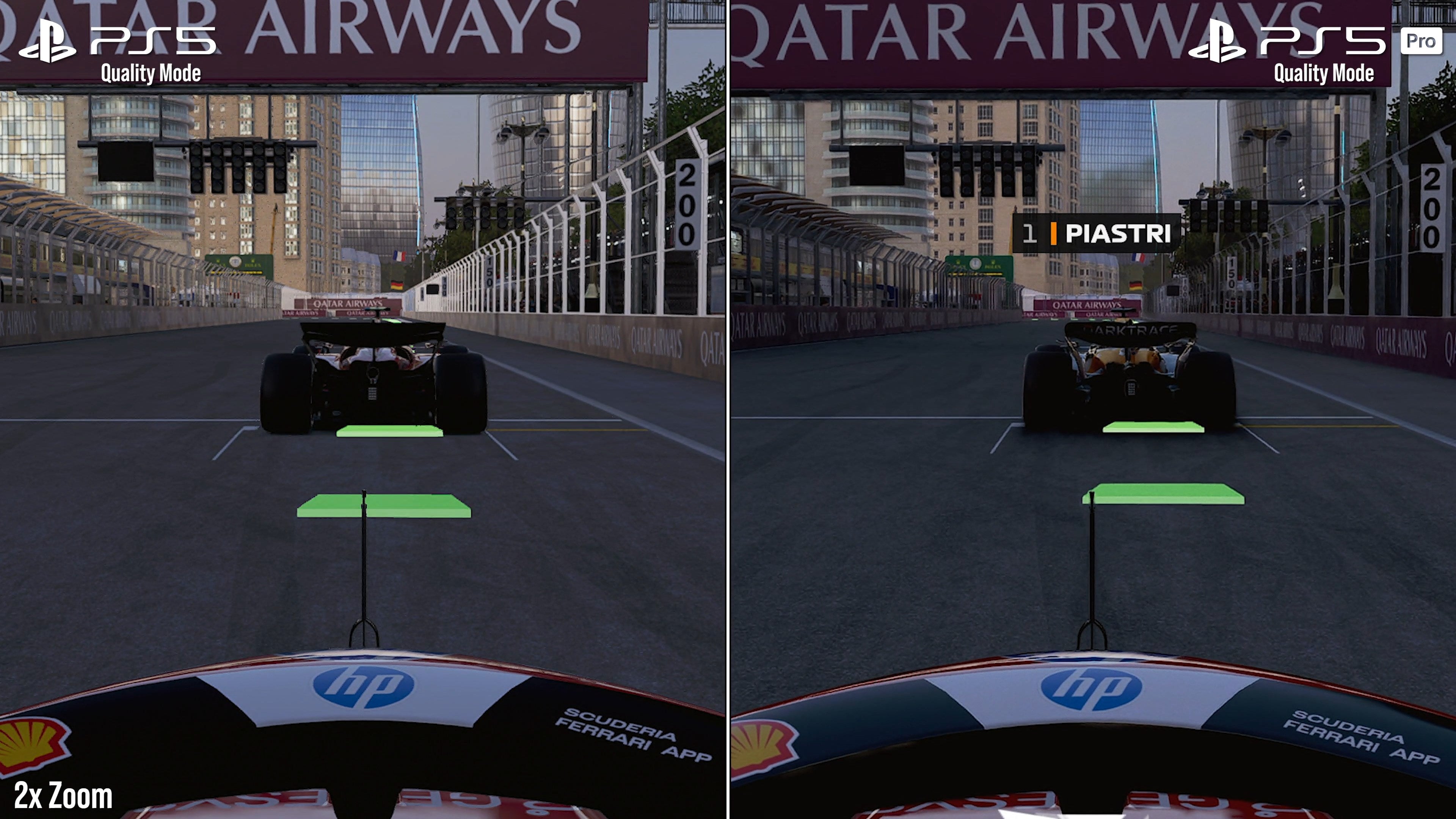F1 24 on PS5 Pro's quality mode compared to the standard PS5 quality mode.