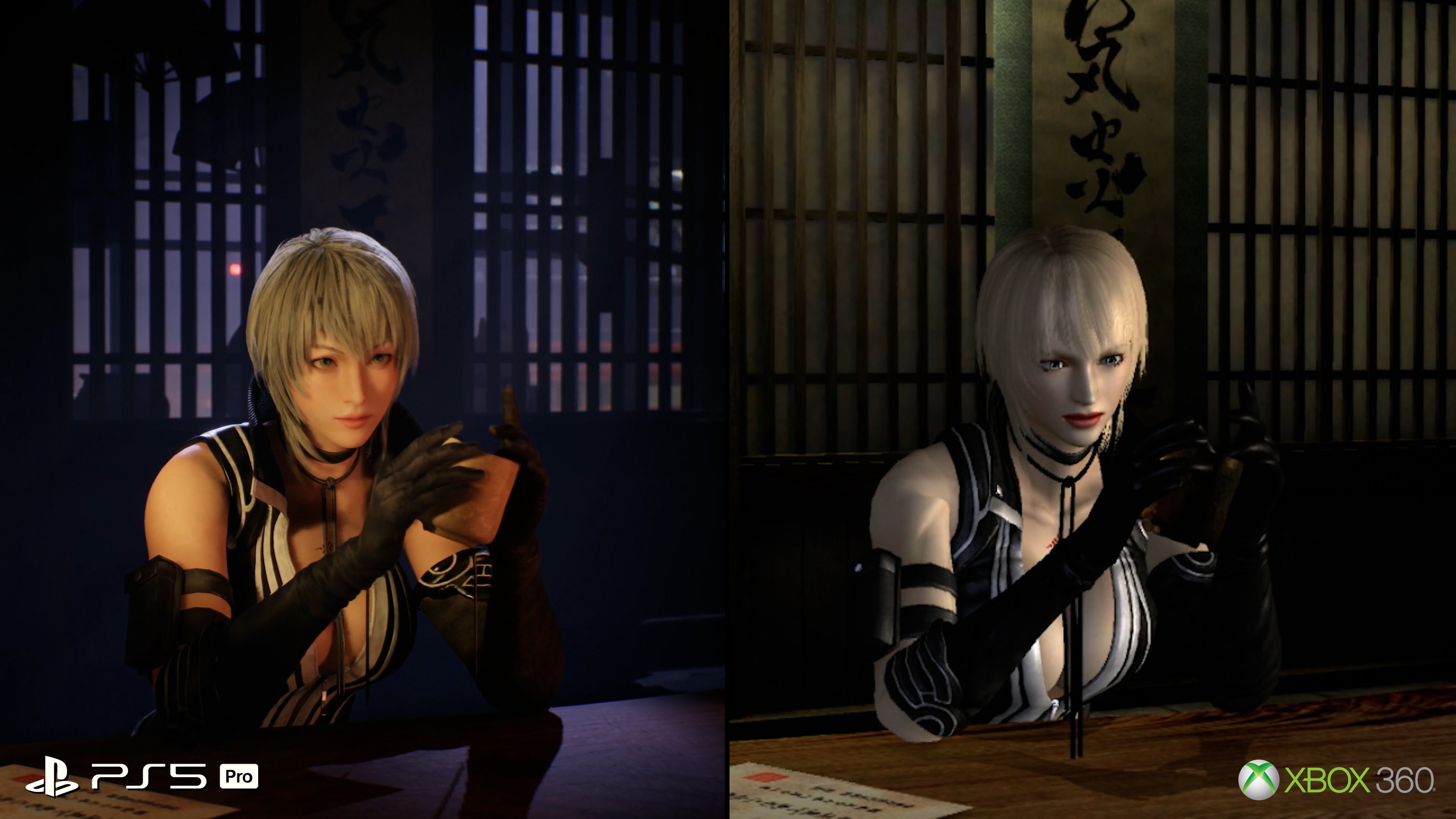 PS5 Pro vs Xbox 360 graphics comparison in Ninja Gaiden 2.