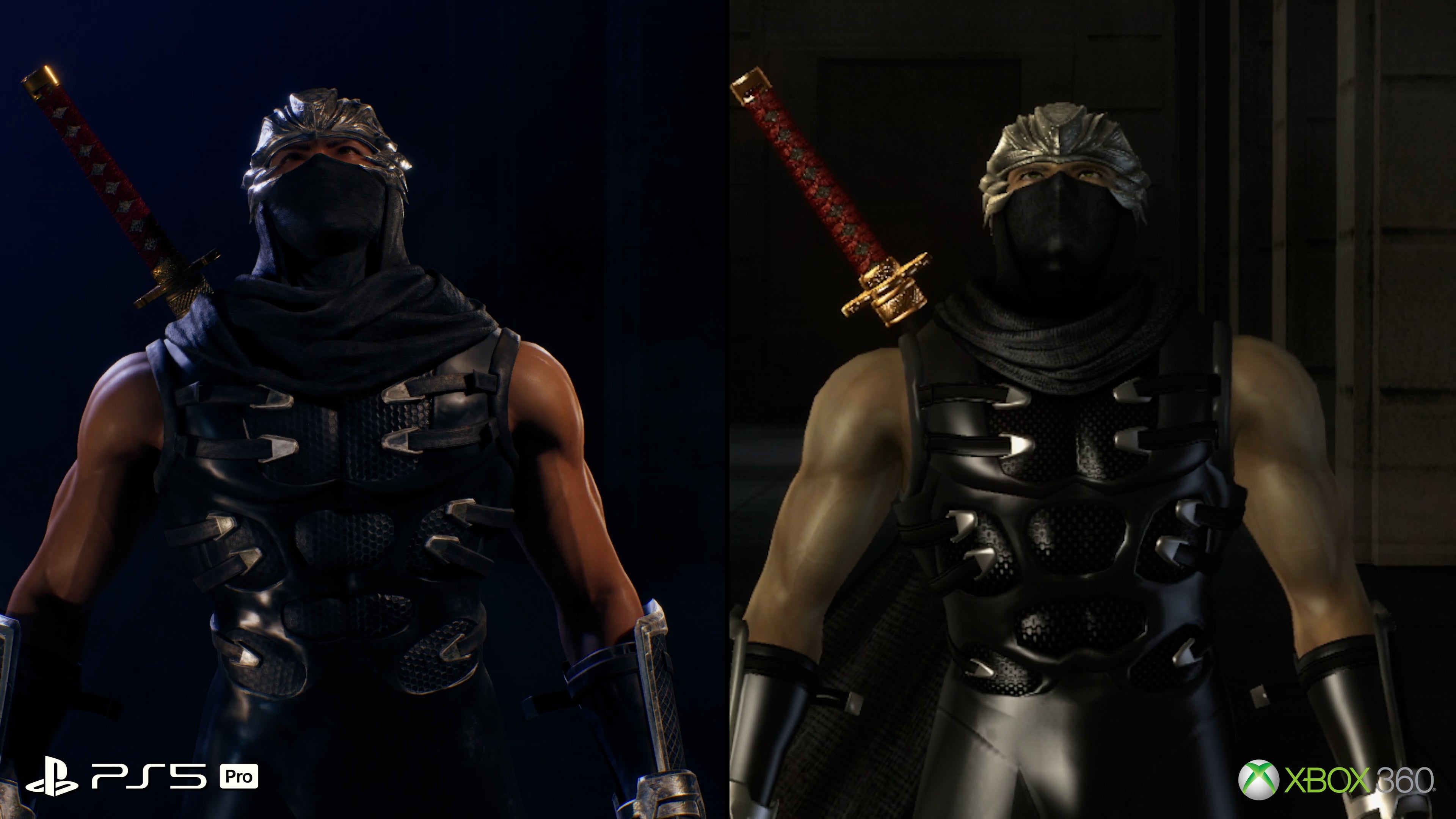PS5 Pro vs Xbox 360 graphics comparison in Ninja Gaiden 2.