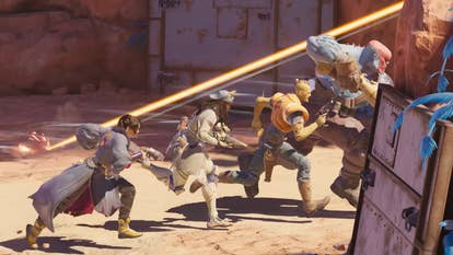 Concord trailer screenshot showing player characters running into battle