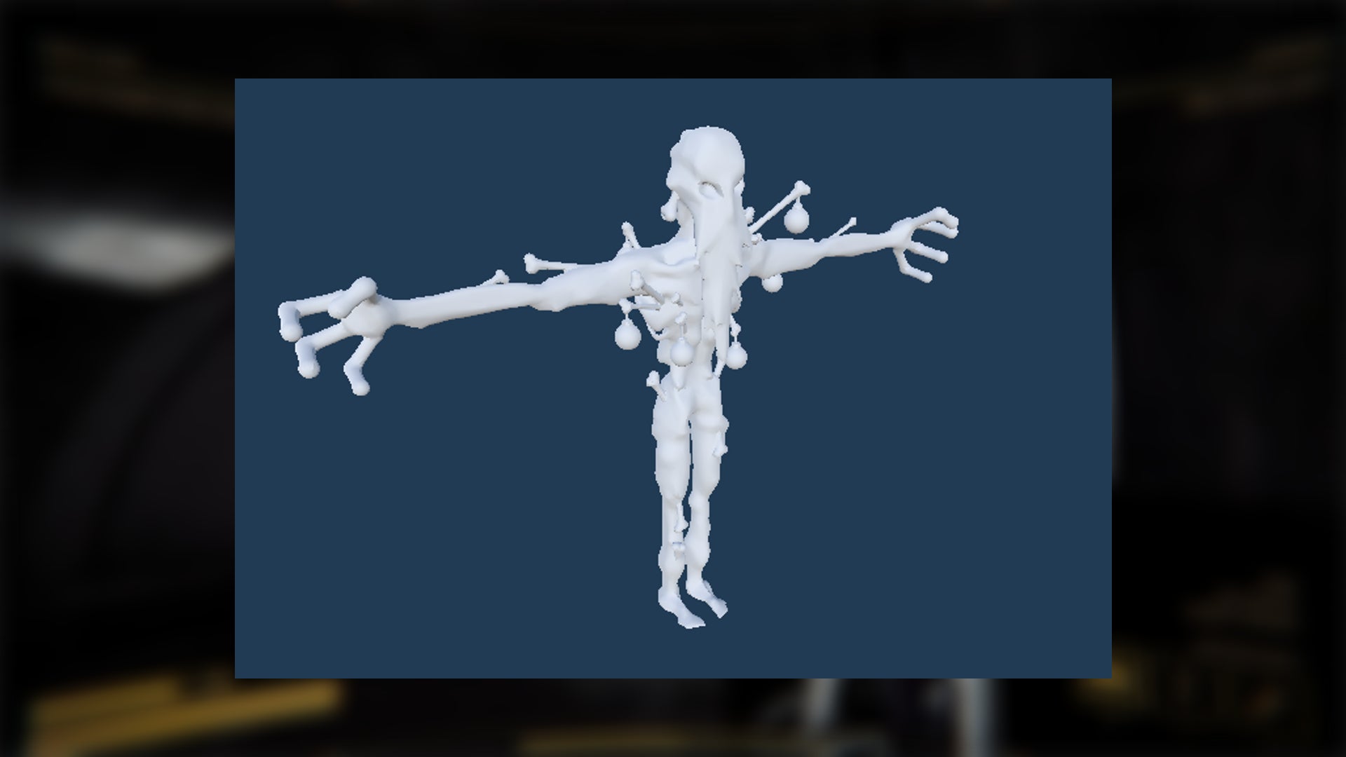 The plain character model for the Bombs monster in Content Warning is shown against a navy background - 9