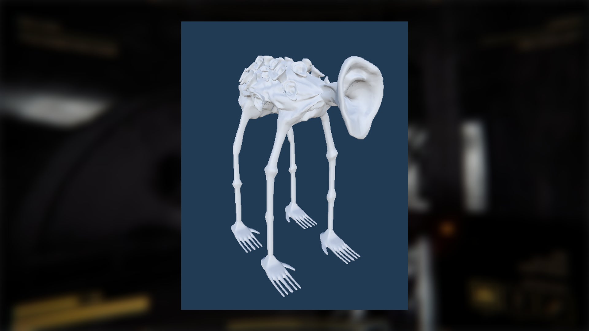 The plain character model for the Ear monster in Content Warning is shown against a navy background - 5