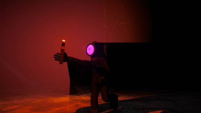 The camera is pointed at a player holding a flare in Content Warning