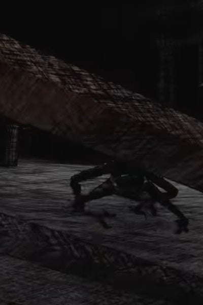 A dark outline of the Snatcho monster in Content Warning.