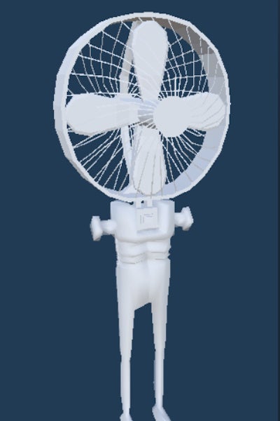 In-game file image of the model for a Toolkit Fan monster in Content Warning.