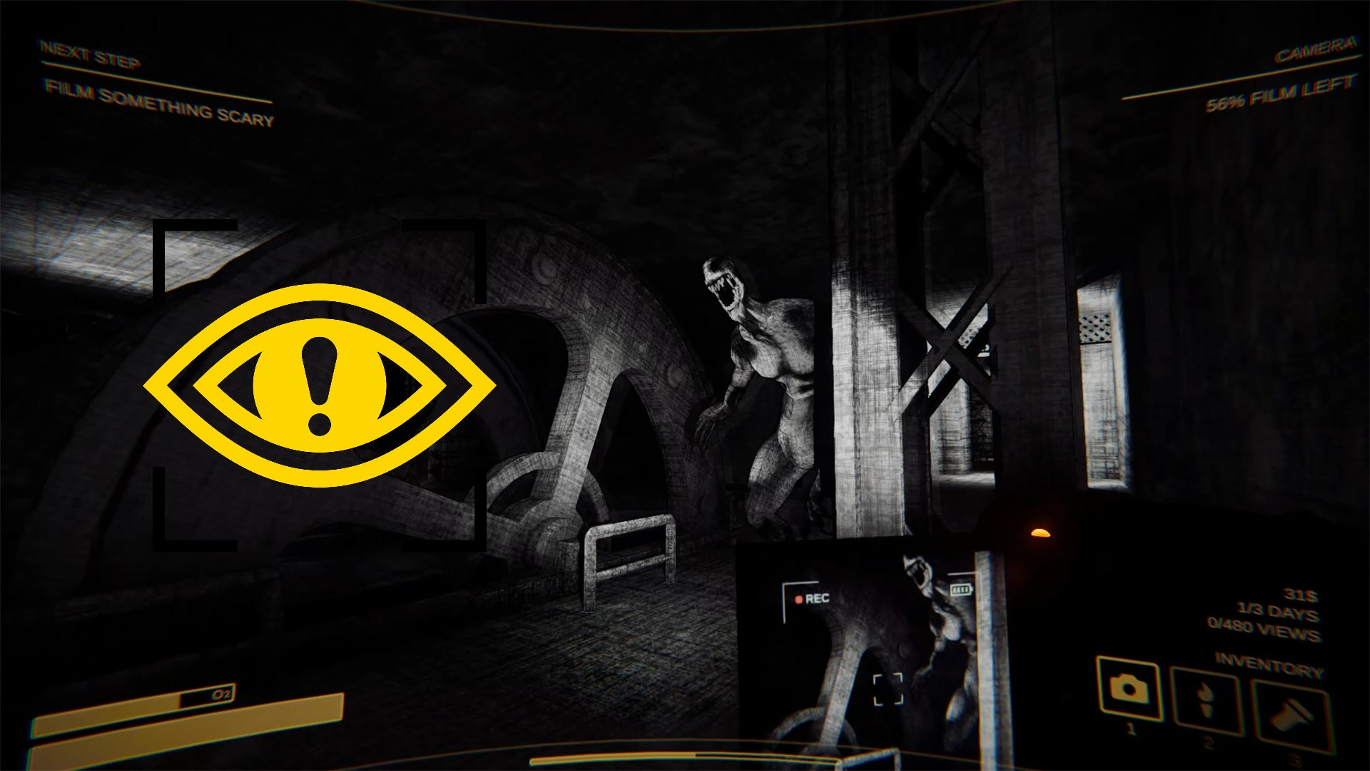 The player points the camera at a monster known as BigSlap in Content Warning - 1