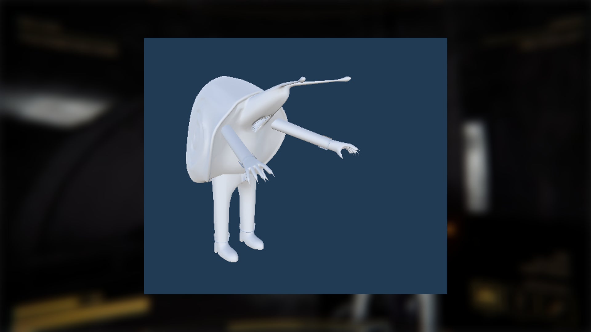 The plain character model for the Snail monster in Content Warning is shown against a navy background - 6