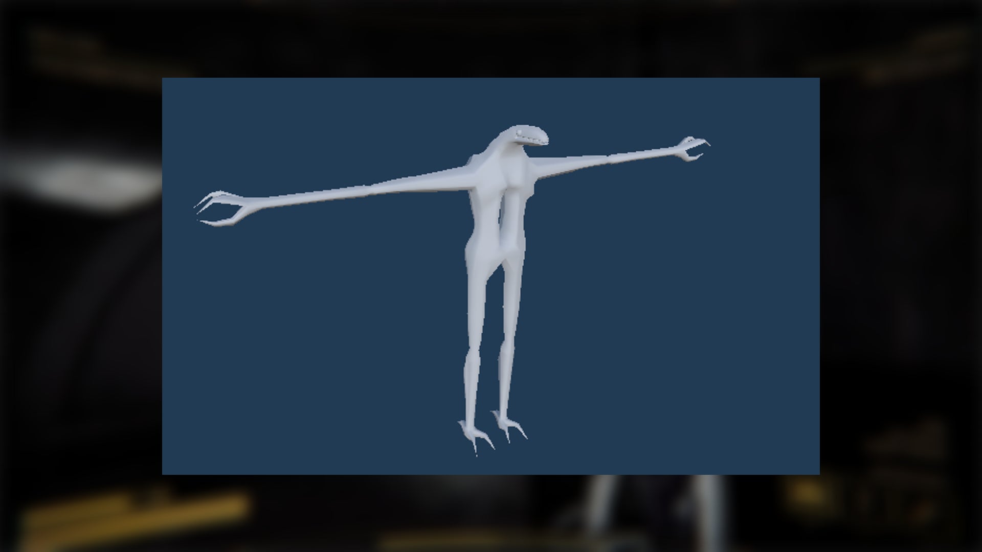 The plain character model for the Snatcho monster in Content Warning is shown against a navy background - 12