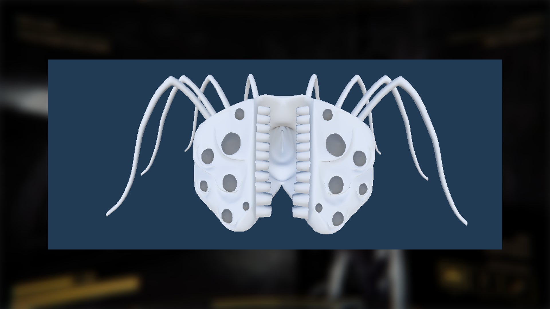 The plain character model for the Spider monster in Content Warning is shown against a navy background - 13