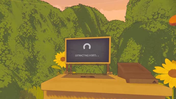 The video extraction machine in the process of extracting a video in Content Warning.