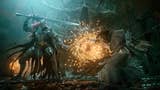 Soldier with long sword fights against a cloaked character with a glowing lamp in Lords of the Fallen