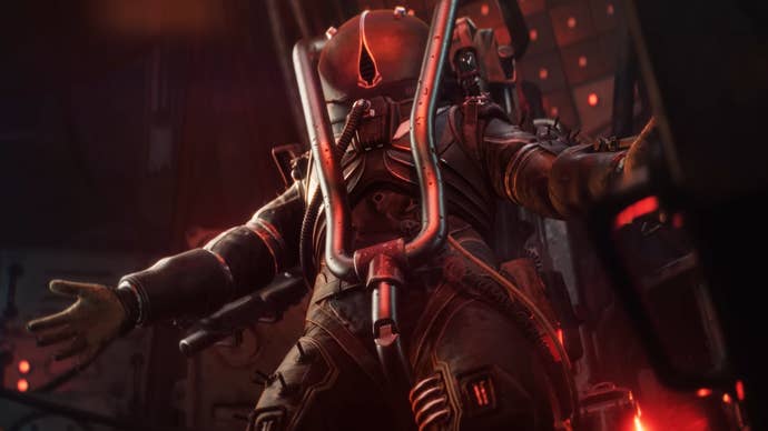 Cronos: The New Dawn trailer screenshot showing close up of figure in a sci-fi suit with face covered by circular helmet