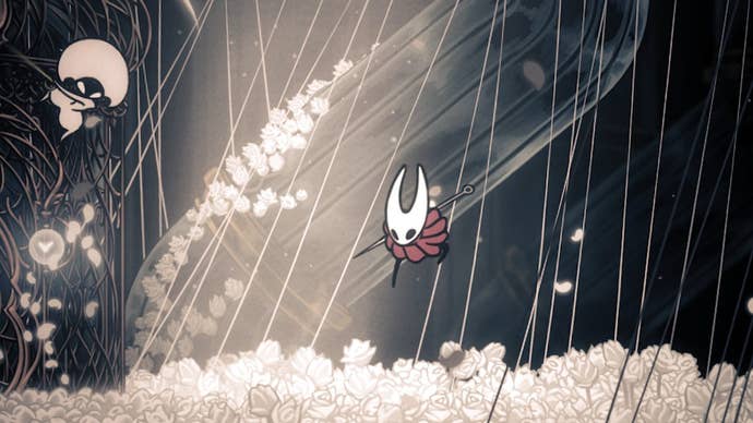 Cropped in screenshot from Hollow Knight Silksong showing the playable Hornet character
