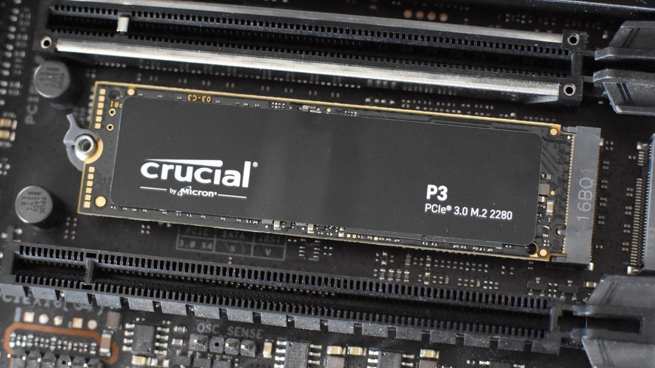 The Crucial P3 SSD installed in a motherboard's M.2 socket. - 8