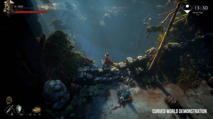 An example of the ‘curved world’ technique that enhances draw distance.