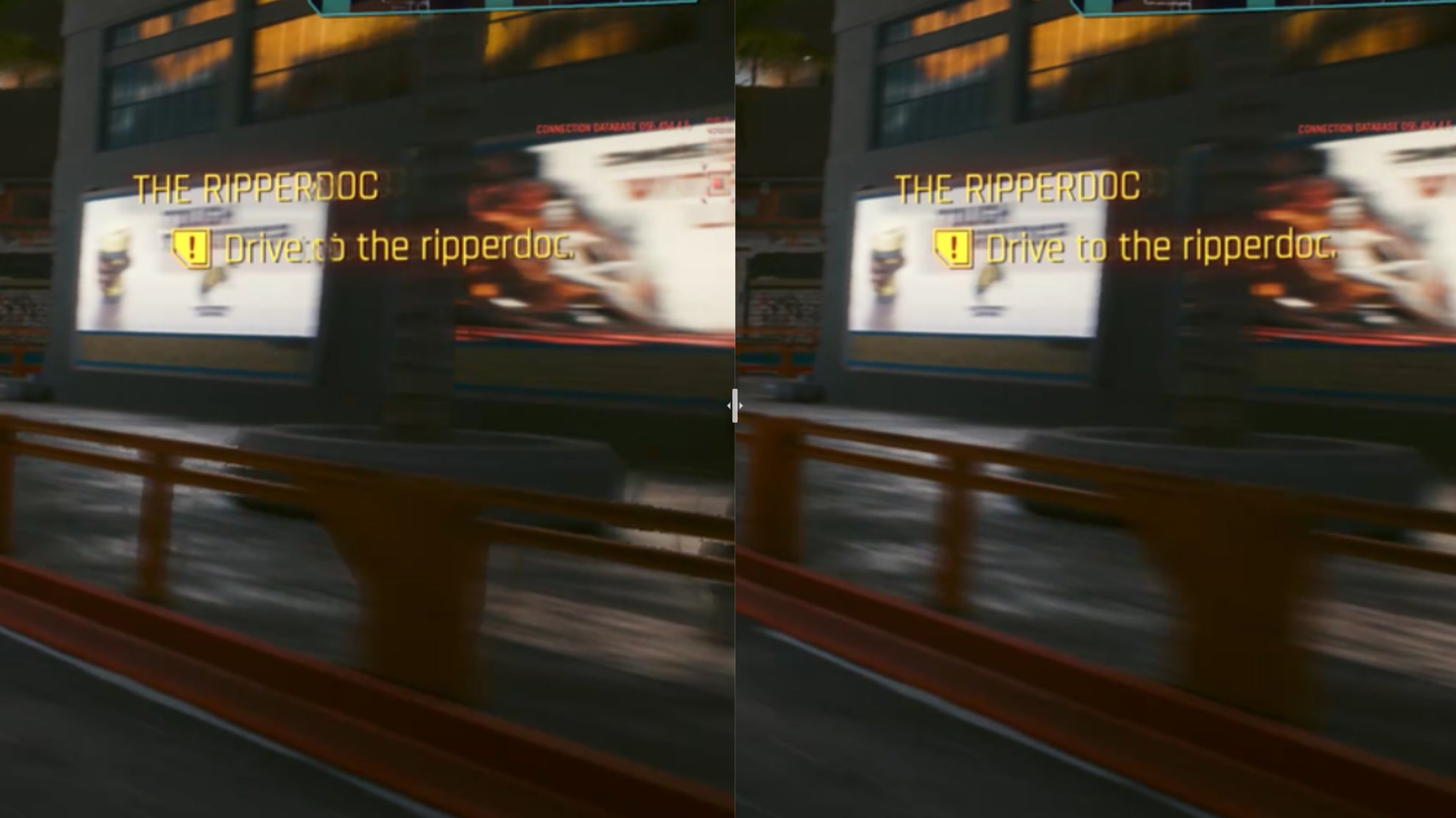 A Cyberpunk 2077 comparison image showing how traditionally rendered frames compare to AI generated frames in DLSS 3. - 13