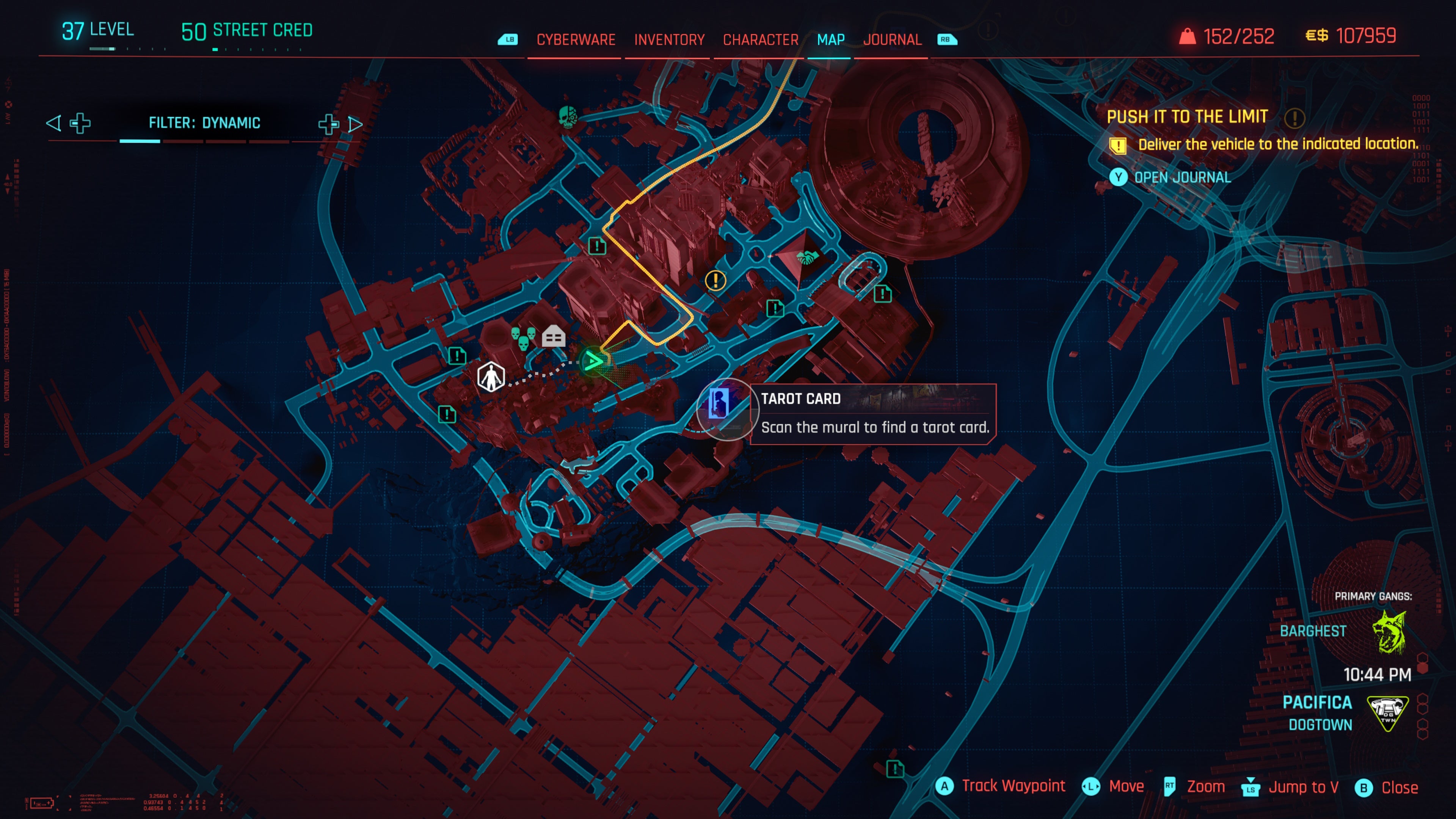 map of the king of wands tarot card graffiti location