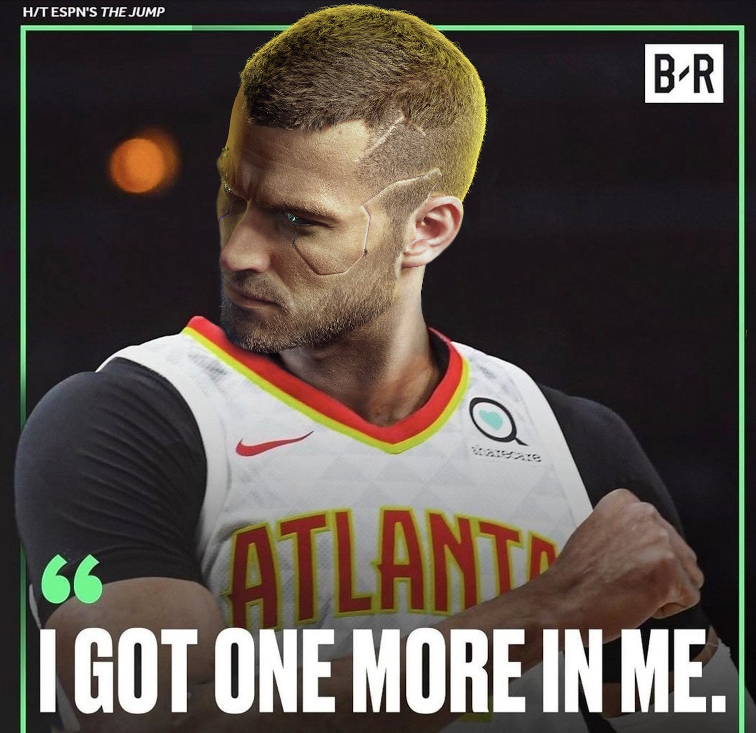 Cyberpunk 2077 image from Marcin Momont showing male V with the quote I got one more in me written out below them