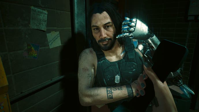 Cyberpunk 2077 Phantom Liberty screenshot showing Keanu Reeves’ character Johnny Silverhand