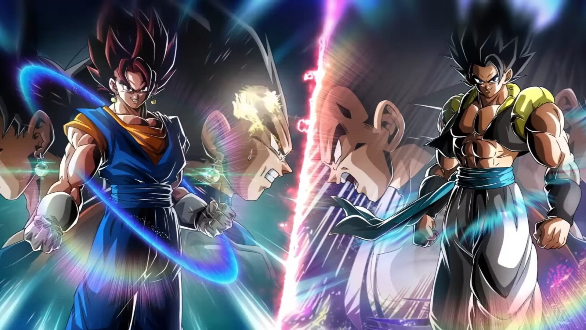 Both Vegito (left) and Gogeta (right) can be seen standing beside one another in the French trailer for DBZ: Dokkan Battle - 1