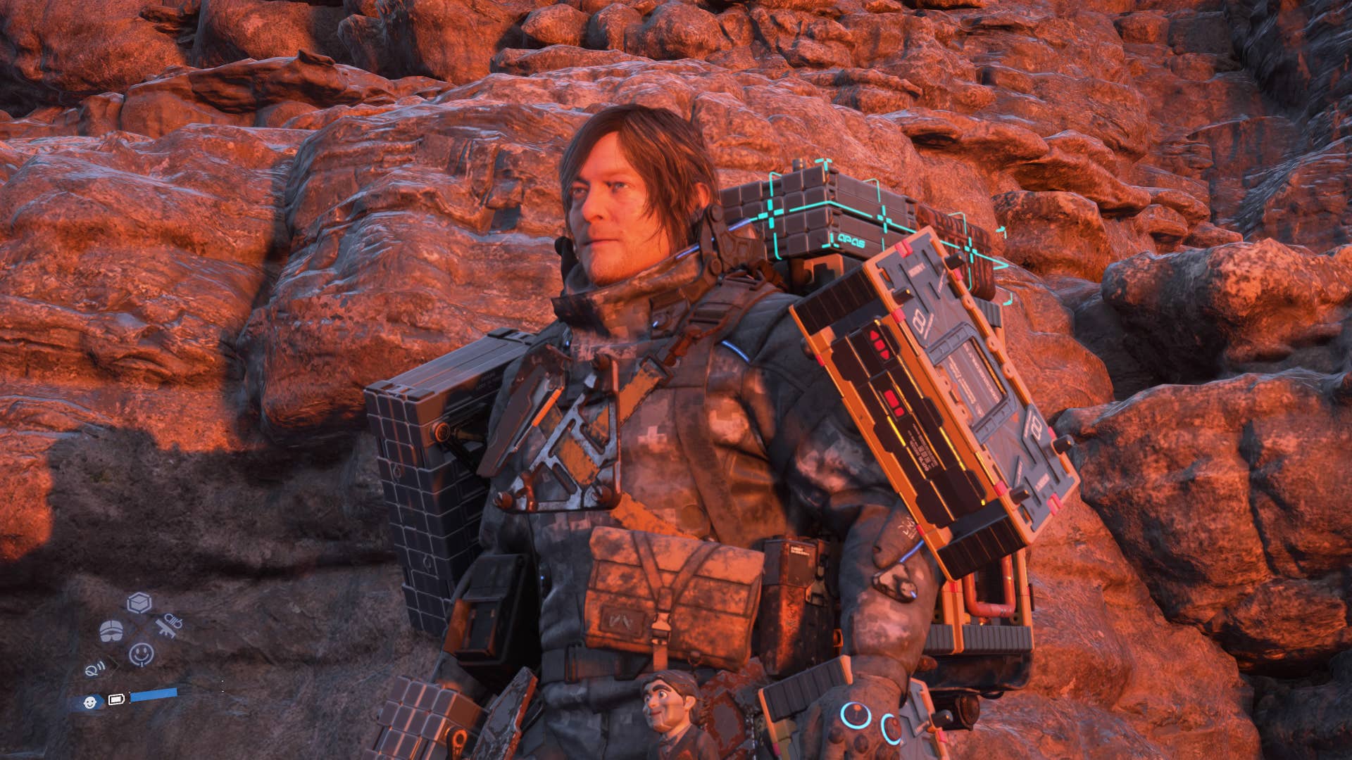 Sam takes in a sunset in Death Stranding 2.