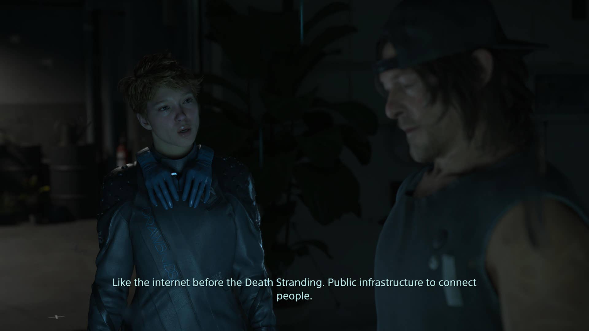 Death Stranding 2 screenshot showing a discussion about reconnecting the network