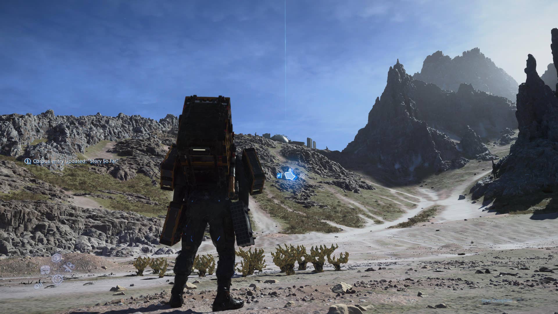 Death Stranding 2 screenshot showing Sam looking out over Australian desert
