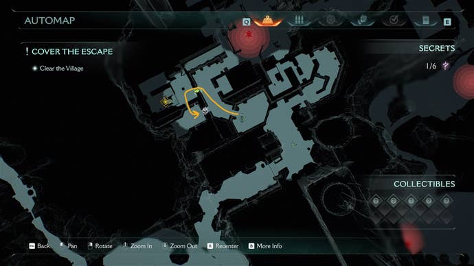 A route leading to a secret area with a Life Sigil is drawn on the Village of Khalim map in DOOM: The Dark Ages