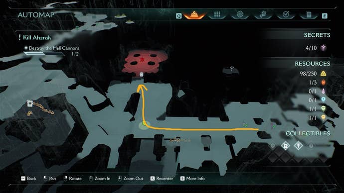 A route from the Secret Key to an enemy encounter and Ruby is drawn on the map in DOOM: The Dark Ages' The Forsaken Plains chapter