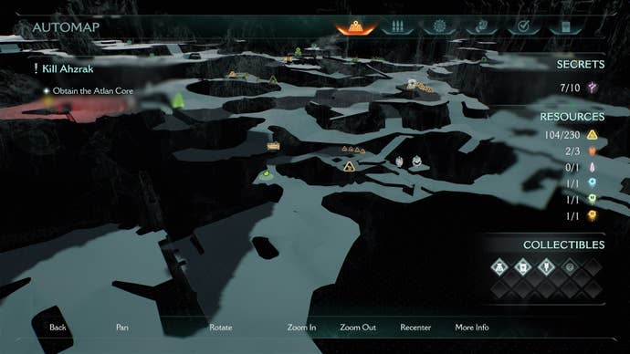The player stands in a pathway leading to the eighth secret area - which contains a Ruby - in DOOM: The Dark Ages' The Forsaken Plains chapter