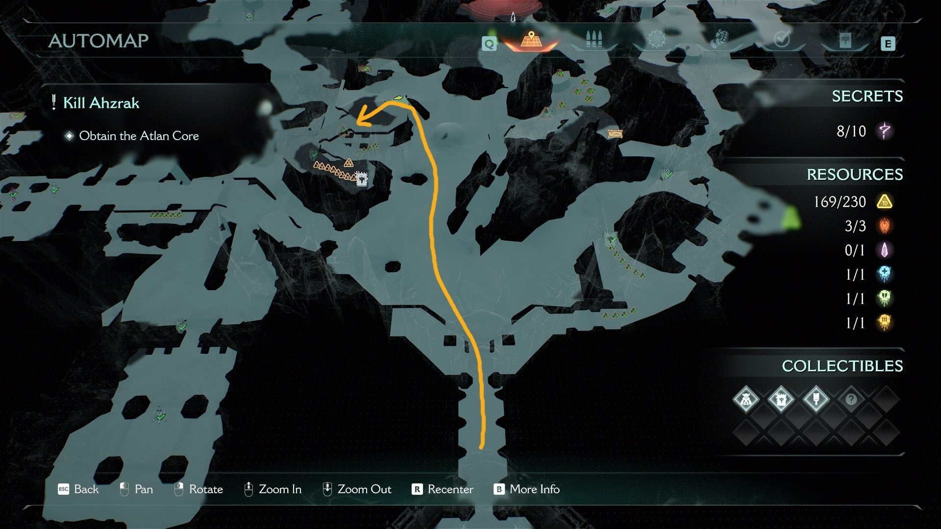 A route from the level start to a Codex entry is drawn on the map in DOOM: The Dark Ages' The Forsaken Plains chapter - 17