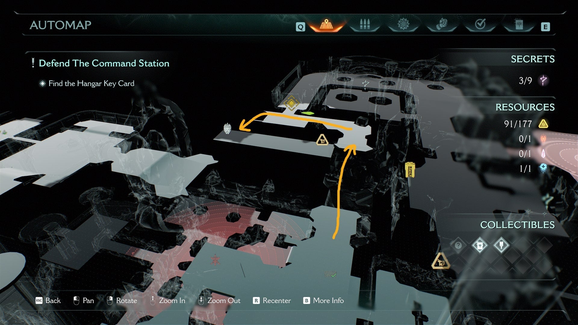 A route from the third secret location to the fourth is drawn on the map in DOOM: The Dark Ages' Sentinel Command Station chapter - 9