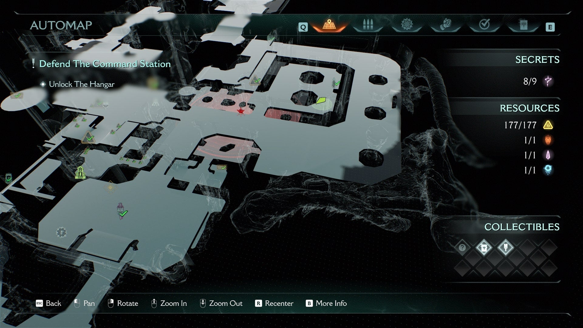 The player is shown to be standing beside a Wraithstone on the map in DOOM: The Dark Ages' Sentinel Command Station chapter - 13