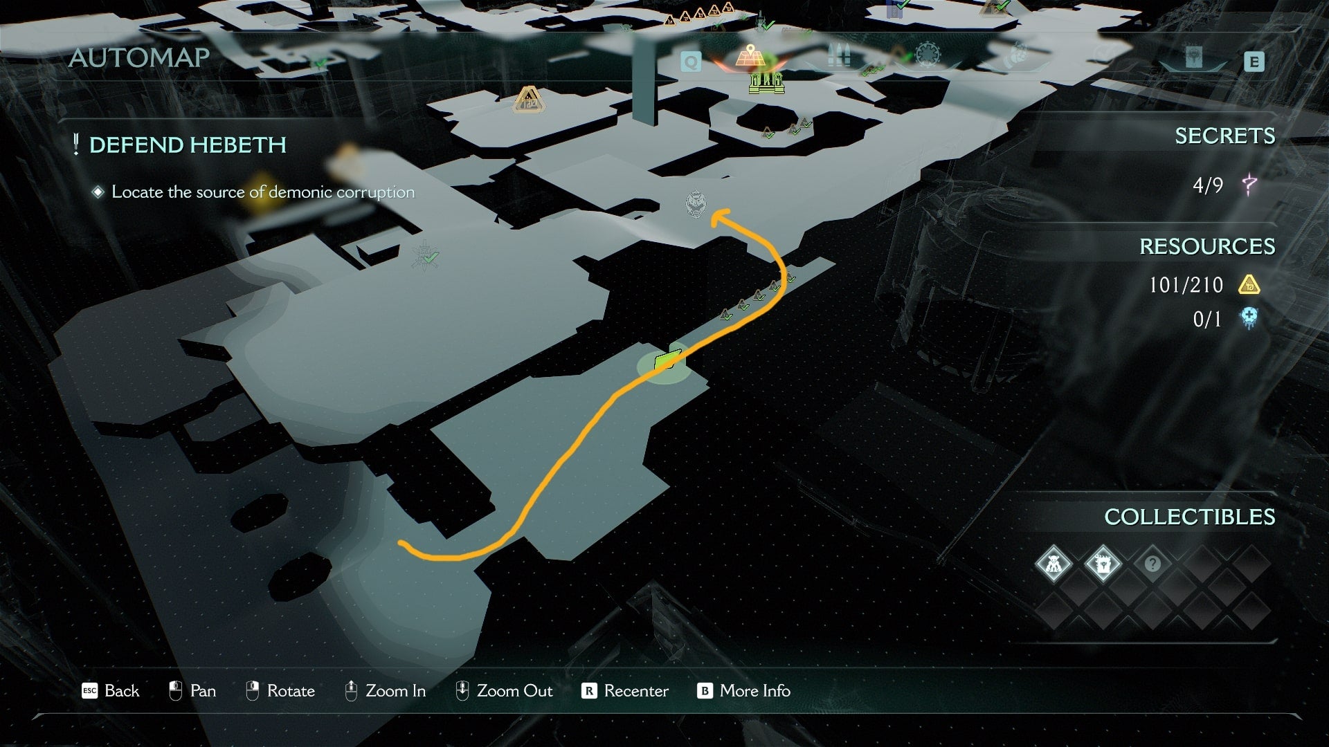 A route is drawn on the Hebeth map that leads to a secret area with a Life Sigil in DOOM: The Dark Ages - 7