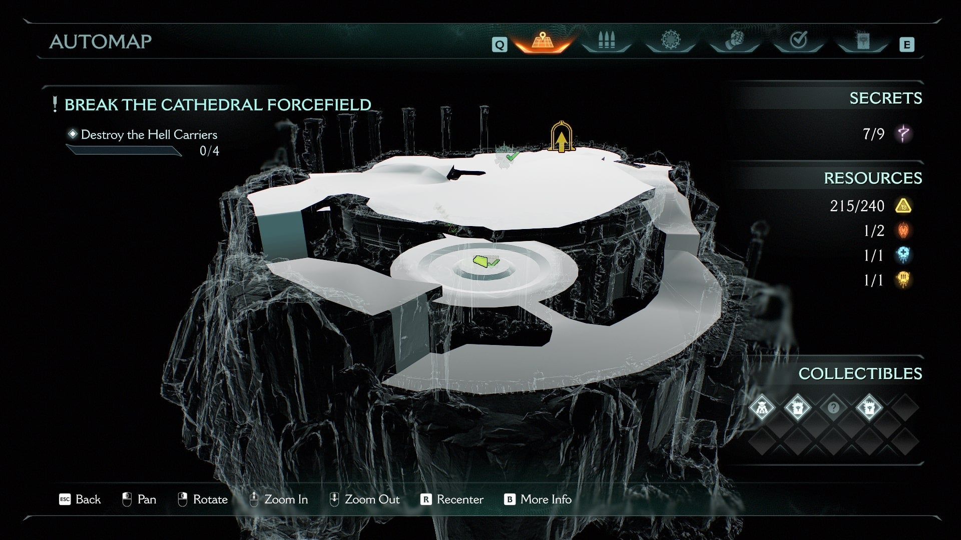 A map of a secret landing spot and secret location in The Holy City of Aratum is shown in DOOM: The Dark Ages - 4