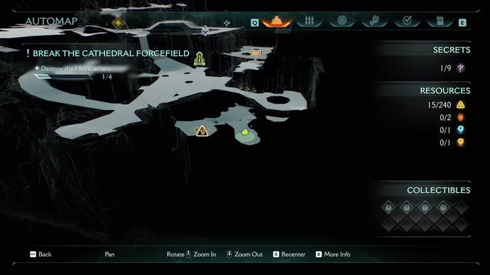 A map displaying a secret area - accessible via a nearby well in the Holy City of Aratum - is shown in DOOM: The Dark Ages