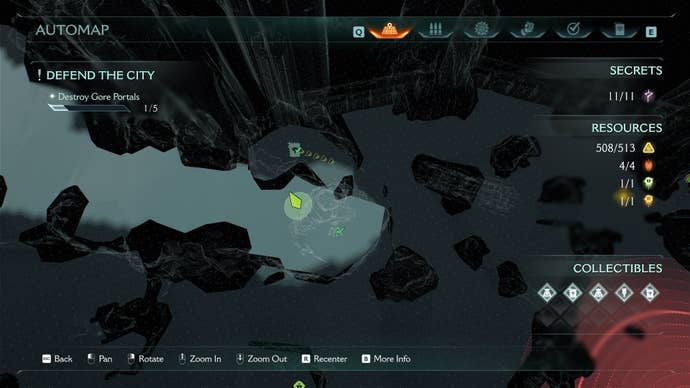 The player stands beside a Toy collectible and Codex collectible on The Siege Part 1 map in DOOM: The Dark Ages