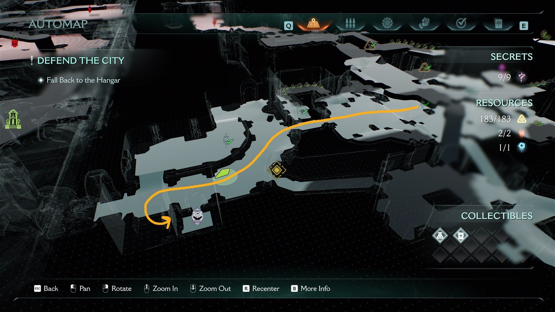 A route from the church courtyard to a secret area with Life Sigil is drawn on the map in The Siege Part 2 chapter of DOOM: The Dark Ages - 6