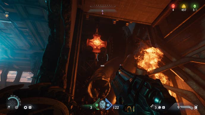 The player aims at some Hot Metal in The Siege Part 2 chapter of DOOM: The Dark Ages