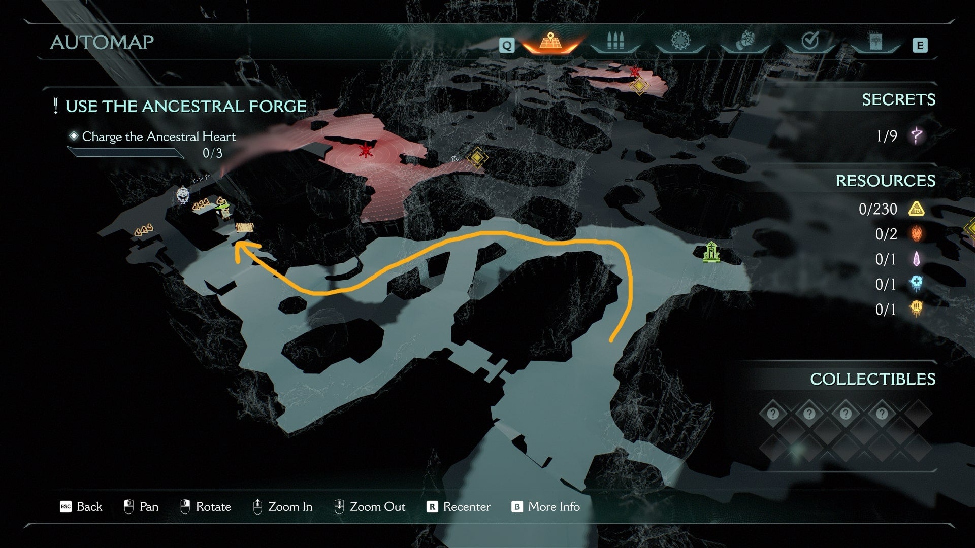 The route from the level start to the first secret area is drawn on the map in DOOM: The Dark Ages' Ancestral Forge chapter - 3