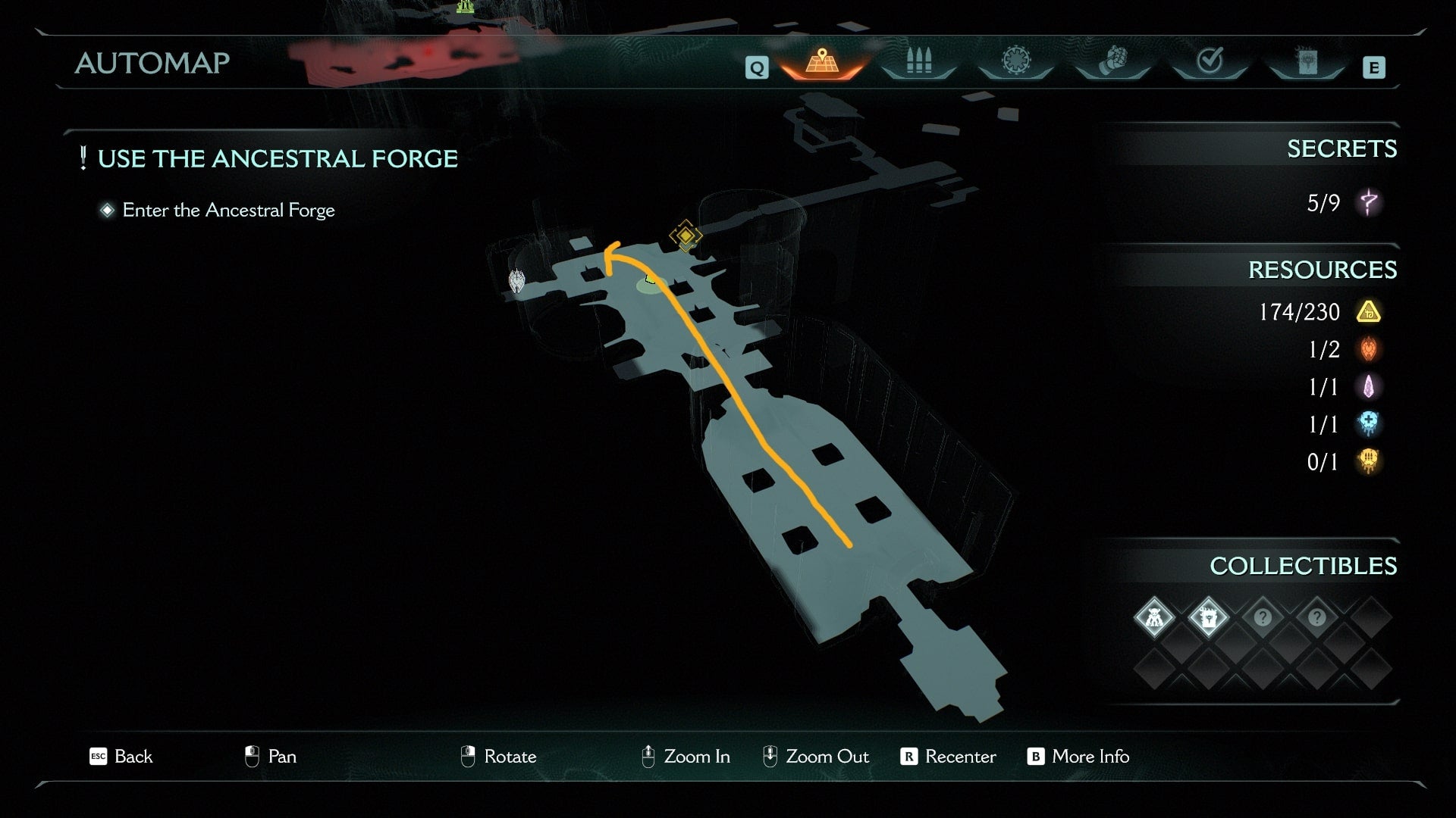 A map of the sixth secret location - which contains a Ruby - is shown in DOOM: The Dark Ages' Ancestral Forge chapter - 14