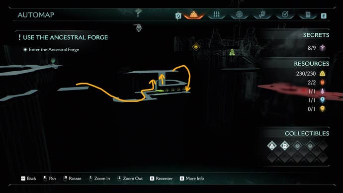 The route to the eighth secret area is drawn on the map in DOOM: The Dark Ages' Ancestral Forge chapter