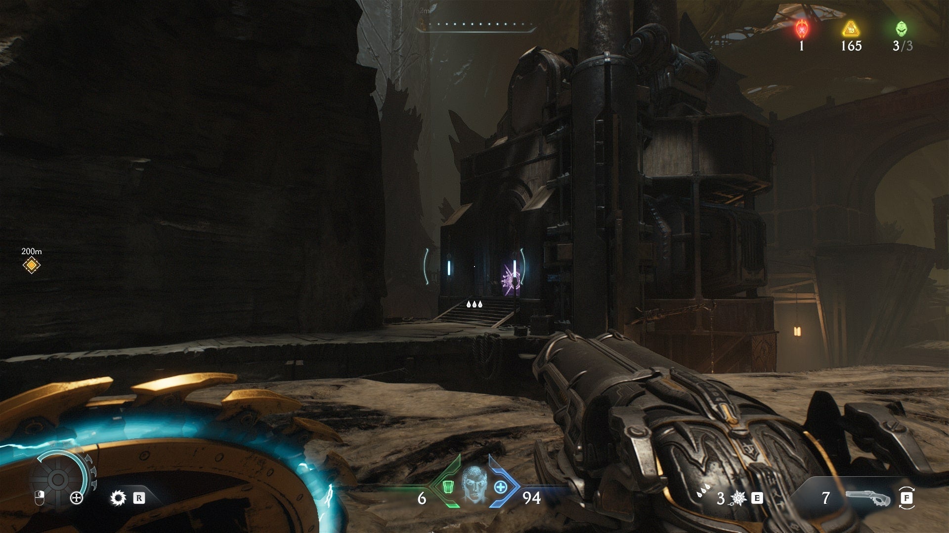 The player looks over towards a gate locked by a Secret Key in DOOM: The Dark Ages' Ancestral Forge chapter - 7