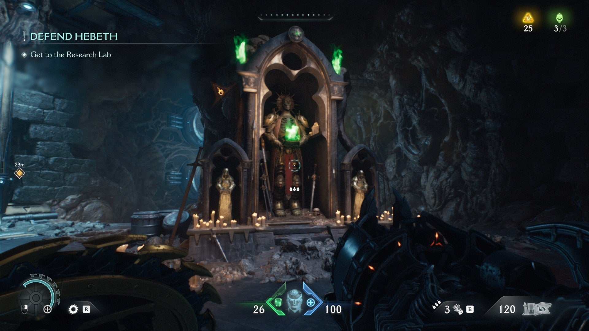 The player looks at a Sentinel Shrine in DOOM: The Dark Ages - 1