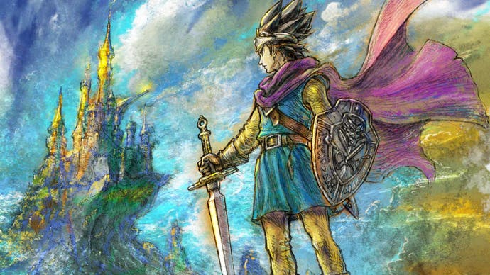 Artwork of the pink-caped male hero from Dragon Quest 3
