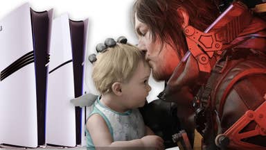 death stranding 2 key art, shown next to the ps5 and ps5 pro