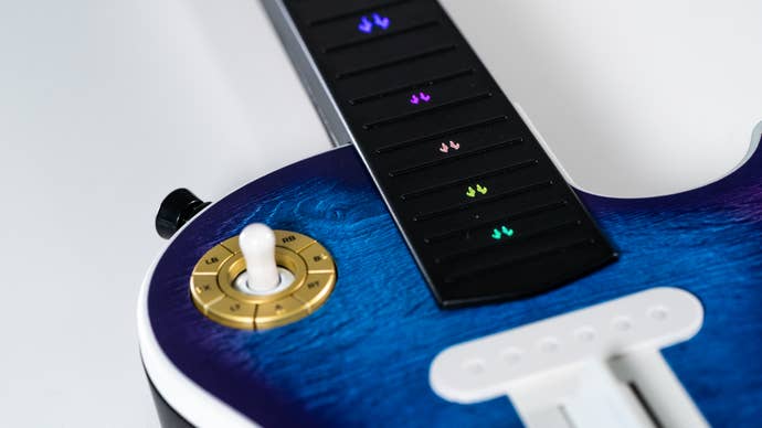 Close up of the CRKD Les Paul guitar