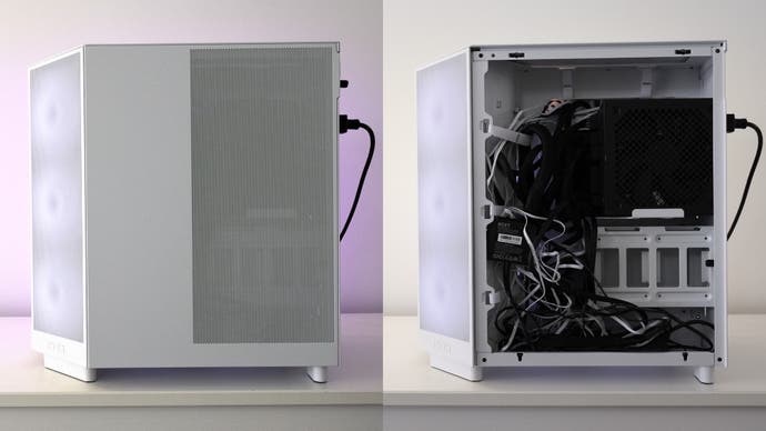 white gaming pc - back / back removed